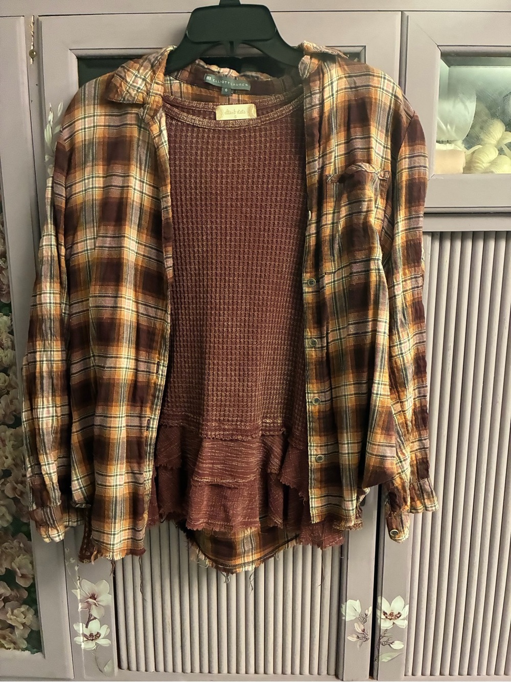 Altar'd State Brown and Cream Plaid Tunic Set
